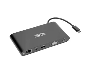 Tripp Lite U442-DOCK1-B USB-C Dock, Dual Display - 4K HDMI / mDP, VGA, USB 3.x (5Gbps), USB-A/C Hub, GbE, Memory Card, 100W PD Charging