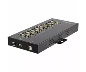 StarTech.com 8 Port Serial Hub USB to RS232/RS485/RS422 Adapter - Industrial USB 2.0 to DB9 Serial Converter Hub - IP30 Rated - Din Rail Mountable Metal Serial Hub - 15kV ESD Protection
