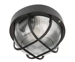 Smartwares BE100Z Kellerleuchte, rund, 60 W, schwarz