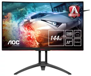 AOC AGON 2 AG322QC4 kompiuterio monitorius 80 cm (31.5") 2560 x 1440 pikseliai Quad HD LED Juoda, Sidabras