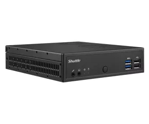 Shuttle XPC slim Barebone DH02U, Intel Celeron 3865U, 4x HDMI 2.0b 1x LAN, 1x COM, incl. VESA 24/7 permanent operation