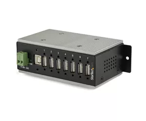 StarTech.com 7-Port USB 2.0 Hub - Metal Industrial USB-A Hub with ESD & 350W Surge Protection - Extended Operating Temp -40 to 185°F - Din Rail/Wall/Desk Mountable - USB Expander Hub