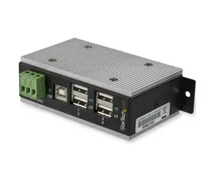 StarTech.com 4-Port USB 2.0 Hub - Metal Industrial USB-A Hub with ESD & 350W Surge Protection - Extended Operating Temp -40 to 185°F - Din Rail/Wall/Desk Mountable - USB Expander Hub