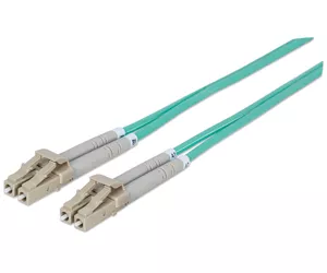 Intellinet Fiber Optic Patch Cable, OM3, LC/LC, 5m, Aqua, Duplex, Multimode, 50/125 µm, LSZH, Fibre, Lifetime Warranty, Polybag