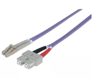 Intellinet Fiber Optic Patch Cable, OM4, LC/SC, 2m, Violet, Duplex, Multimode, 50/125 µm, LSZH, Fibre, Lifetime Warranty, Polybag