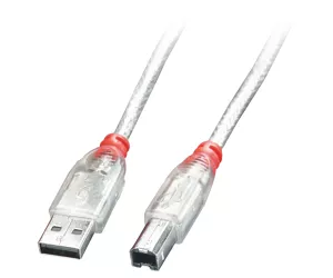 Lindy USB 2,0 cable type A/B, transparent, 5m