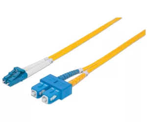 Intellinet Glasfaser LWL-Anschlusskabel, Duplex, Singlemode, LC/SC, 9/125 µm, OS2, 5 m, gelb