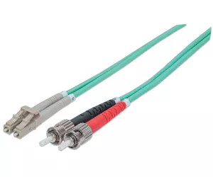 Intellinet Fiber Optic Patch Cable, OM3, ST/LC, 2m, Aqua, Duplex, Multimode, 50/125 µm, LSZH, Fibre, Lifetime Warranty, Polybag