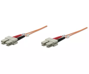 Intellinet Fiber Optic Patch Cable, OM1, SC/SC, 20m, Orange, Duplex, Multimode, 62.5/125 µm, LSZH, Fibre, Lifetime Warranty, Polybag