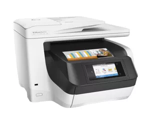 HP OfficeJet Pro 8730 All-in-One Printer, Color, Printeris priekš Home, Print, copy, scan, fax, 50-sheet ADF; Front-facing USB printing; Scan to email/PDF; Two-sided printing