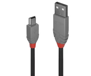 Lindy 2m USB 2.0 Type A to Mini-B Cable, Anthra Line