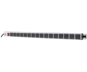 Intellinet Vertical Rackmount 16-Port USB-A Power Distribution Unit (CEE 7/7), With overload protection switch, 2.1 A Max. per Port, 2m Power Cord (Euro 2-pin plug)