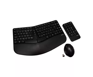 V7 Ergonomic Wireless Keyboard, Mouse, and Keypad Combo