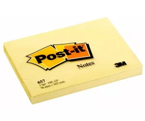 3M 657Y note paper Rectangle Yellow 100 sheets Self-adhesive