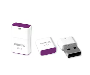 Philips FM64FD85B/00 USB-välkmälu 64 GB USB tüüp A 2.0 Lilla, Valge