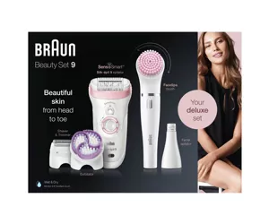 Braun Silk-épil 9 Silk-épil Beauty Set 9 9-975 Deluxe 6-in-1 Cordless Wet & Dry Hair Removal - Epilator, Shaver, Exfoliator, Cleansing Kit for Face & Body