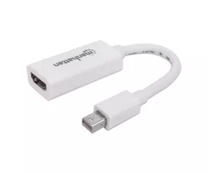 Manhattan Mini DisplayPort 1.1 to HDMI Adapter Cable, 1080p@60Hz, 17cm, Male to Female, White, Lifetime Warranty,