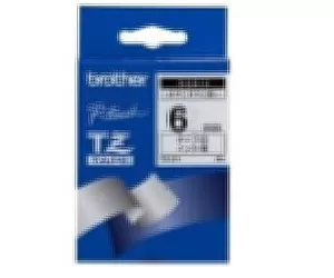 Brother Black on White Gloss Laminated Tape, 6mm
