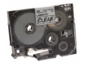 Brother Black on Clear Gloss Laminated Tape, 12mm