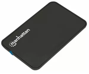 Manhattan Drive Enclosure, 2.5", USB-A, 480 Mbps (USB 2.0), SATA, Black, Sturdy, Plastic, Hi-Speed USB, Windows or Mac, Three Year Warranty, Boxed