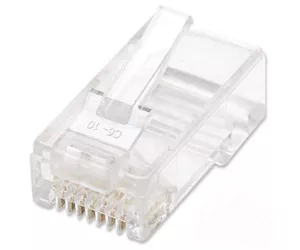 Intellinet RJ45 Modular Plugs, Cat6, UTP, 2-prong, for stranded wire, 15 µ gold plated contacts, 100 pack