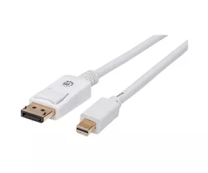 Manhattan Mini DisplayPort 1.2 to DisplayPort Cable, 4K@60Hz, 2m, Male to Male, White, Equivalent to Startech MDP2DPMM2MW, Lifetime Warranty, Polybag