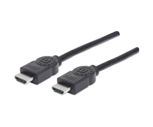 Manhattan HDMI Cable with Ethernet, 4K@30Hz, Male to Male, 5m, Black, Ultra HD 4k x 2k, Fully Shielded, Gold Plated Contacts, Lifetime Warranty.