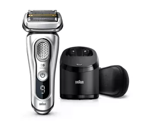 Braun Series 9 9390cc Latest Generation Electric Shaver, Clean&Charge Station, Leather Case, Silver