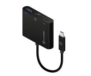 ALOGIC 10cm USB-C MultiPort Adapter with HDMI/USB 3.0/USB-C with Power Delivery (60W) - Black