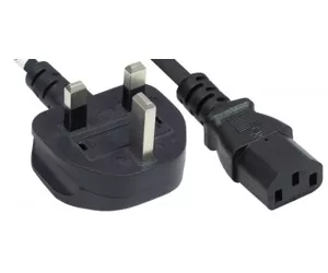 Manhattan Power Cord/Cable, UK 3-pin plug to C13 Female (kettle lead), 1.8m, 10A, Black, Lifetime Warranty, Polybag