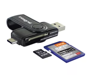 Integral USB3.0 CARDREADER TYPE A & TYPE C DUAL SLOT SD MSD