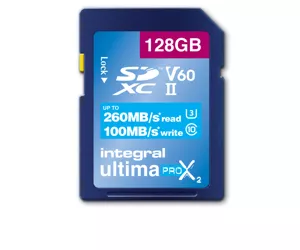 Integral 128GB SD CARD UHS II SDXC UHS-2 U3 CL10 V60 UP TO R-260 W-100 MBS