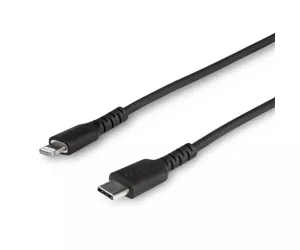 StarTech.com 1m strapazierfähiges schwarzes USB-C auf Lightning-Kabel - Hochbelastbare, robuste Aramidfaser - USB Typ-C auf Lightningkabel - Lade-/Synchronisationskabel - Apple MFi-zertifiziert iPad/iPhone 12