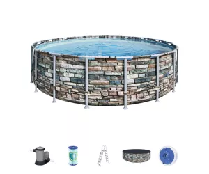 Bestway 56886 above ground pool Framed pool Round 26000 L Blue, Grey
