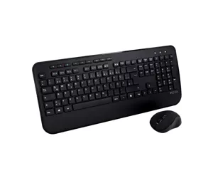 V7 CKW300DE Full Size/Palm Rest German QWERTZ - Black, Professional Wireless Keyboard and Mouse Combo – DE, Multimedia Keyboard, 6-button mouse