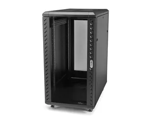 StarTech.com 18U 19" Server Rack Cabinet - 4 Post Adjustable Depth (6-32") Locking Knock Down Network/Computer Equipment Enclosure - Mobile w/Glass Door & Casters - HP ProLiant ThinkServer