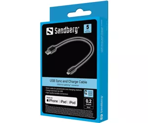 Sandberg USB>Lightning MFI 0.2m Black