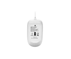 V7 MU200GS-WHT USB 4-Button Wired Optical Mouse with adjustable dpi - White