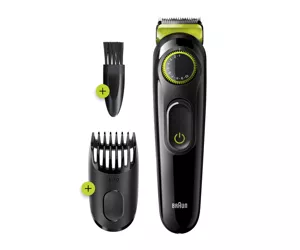 Braun BeardTrimmer Beard Trimmer BT3221 Men Beard Trimmer & Hair Clipper, 20 Length Settings, Black/Volt Green