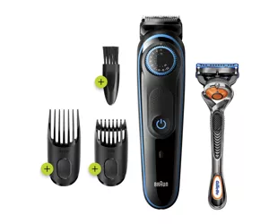 Braun Beard Trimmer BT5240 MenTrimmer & Hair Clipper, 39 Length Settings, Black/Blue