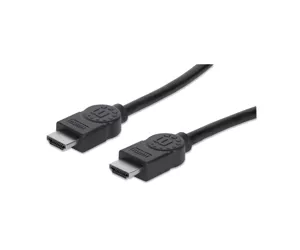 Manhattan HDMI Cable with Ethernet, 1080p@60Hz (High Speed), 10m, Male to Male, Black, Fully Shielded, Gold Plated Contacts, Lifetime Warranty, Polybag