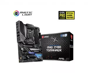 MSI MAG Z490 TOMAHAWK Motherboard 'ATX, LGA1200, DDR4, Dual LAN, USB 3.2 Gen2, Lightning USB, Type C, M.2, DisplayPort, HDMI, Pre-installed I/O Shield, RGB, Gen 4 Ready, 10th Gen Intel Core'