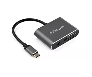 StarTech.com USB C Multiport Video Adapter - USB-C to 4K 60Hz Mini DisplayPort 1.2 or 1080p VGA Monitor Adapter - USB Type-C 2-in-1 MDP HBR2 HDR/VGA Display Converter - TB3 Compatible