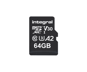 Integral INMSDX64G-180V30 64GB MICRO SD CARD MICROSDXC UHS-1 U3 CL10 V30 A2 UP TO 180MBS READ 80MBS WRITE