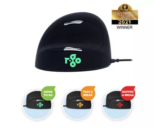 R-Go Tools R-Go HE Break Mouse, Ergonomic mouse, Anti-RSI software, Large (Hand Size above 185mm), Left Handed, Wired
