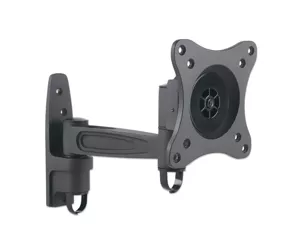 Manhattan TV & Monitor Mount, Wall, Tilt and Swivel, 1 screen, Screen Sizes: 13-27", Black, VESA 75x75 to 100x100mm, Max 15kg, Swivel with 2 pivots, Lifetime Warranty