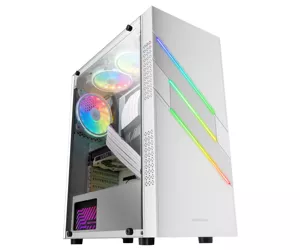 Mars Gaming MC-U3 White PC Gaming ATX XL Case Front Triple ARGB 12cm ARGB Fan Tempered Glass Window