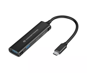 Conceptronic HUBBIES 4-Port USB 3.0 Hub, 2 USB-C & 2 USB-A ports, aluminum case, USB-C connector