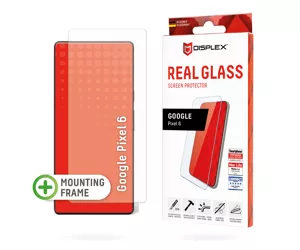 Displex Screen Protector (10H) for Pixel 6, Eco Mounting Frame, Tempered Glass, scratch resistant protective film, case friendly