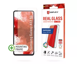 Displex Screen Protector (10H) + Case for Samsung Galaxy A53 5G, Eco Mounting Frame, + Case, Tempered Glass, scratch resistant protective film